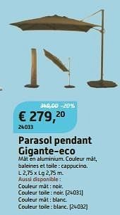 Promoties Parasol pendant gigante-eco - Huismerk - Overstock  - Geldig van 29/05/2013 tot 23/06/2013 bij Overstock