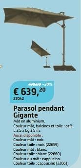 Promotions Parasol pendant gigante - Produit maison - Overstock  - Valide de 29/05/2013 à 23/06/2013 chez Overstock