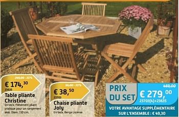 Promoties Table pliante christine - Morati - Geldig van 29/05/2013 tot 23/06/2013 bij Overstock