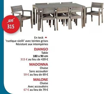 Promotions Django table - Produit maison - Weba - Valide de 29/05/2013 à 27/06/2013 chez Weba