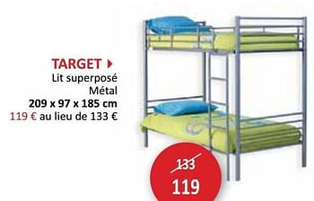 Promotions Target lit superposé métal - Produit maison - Weba - Valide de 29/05/2013 à 27/06/2013 chez Weba