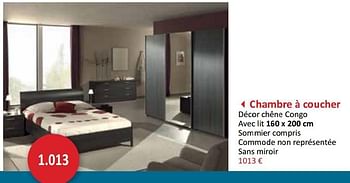 Promotions Chambre à coucher décor chêne congo - Produit maison - Weba - Valide de 29/05/2013 à 27/06/2013 chez Weba