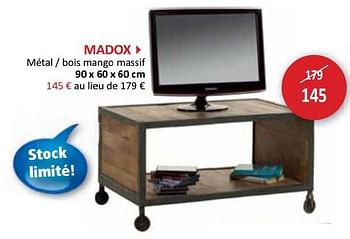 Promotions Madox métal - bois mango massif - Produit maison - Weba - Valide de 29/05/2013 à 27/06/2013 chez Weba