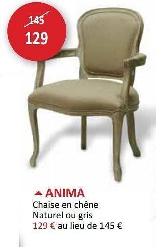Promotions Anima chaise en chêne naturel ou gris - Produit maison - Weba - Valide de 29/05/2013 à 27/06/2013 chez Weba