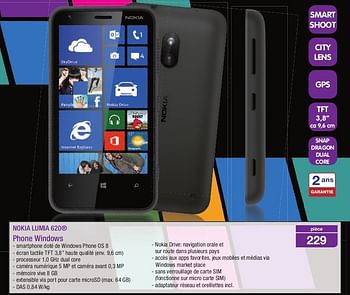 Promotions Nokia lumia 620® phone windows - Nokia - Valide de 12/06/2013 à 18/06/2013 chez Aldi