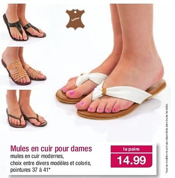 Promotions Mules en cuir pour dames - Produit maison - Aldi - Valide de 12/06/2013 à 18/06/2013 chez Aldi