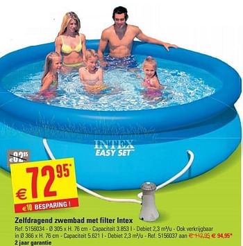 Promoties Zelfdragend zwembad met filter intex - Intex - Geldig van 12/06/2013 tot 24/06/2013 bij Brico