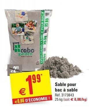 Promotions Sable pour bac à sable - Cobo Garden - Valide de 12/06/2013 à 24/06/2013 chez Brico