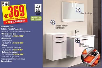 Promotions Meuble de salle de bains mystic aquavive - AQUA VIVE - Valide de 12/06/2013 à 24/06/2013 chez Brico