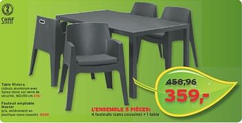 Promoties L`ensemble 5 pièces 4 fauteuils + 1 table - Shaf - Geldig van 12/06/2013 tot 25/06/2013 bij Leen Bakker