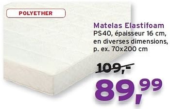 Promotions Matelas elastifoam - Produit maison - Leen Bakker - Valide de 12/06/2013 à 25/06/2013 chez Leen Bakker