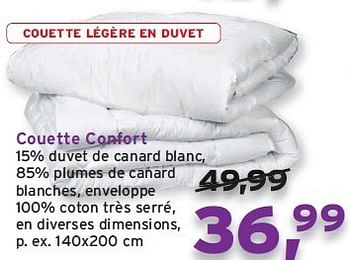 Promotions Couette confort - Produit maison - Leen Bakker - Valide de 12/06/2013 à 25/06/2013 chez Leen Bakker