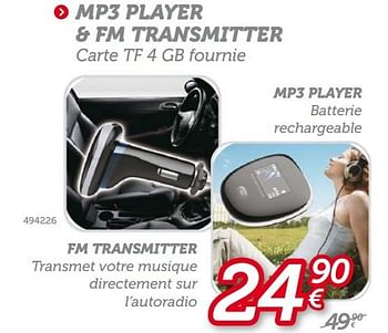 Promoties Mp3 player + fm transmetter - Huismerk - Auto 5  - Geldig van 13/06/2013 tot 11/07/2013 bij Auto 5