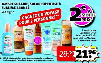 Promotions Ambre solaire, solar expertise + sublime bronze - Garnier - Valide de 18/06/2013 à 30/06/2013 chez Kruidvat