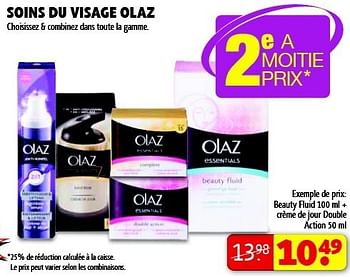 Promoties Beauty fluid 100 ml + crème de jour double action - Olaz - Geldig van 18/06/2013 tot 30/06/2013 bij Kruidvat