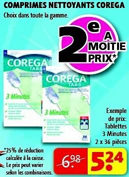 Promotions Tablettes 3 minutes - Corega - Valide de 18/06/2013 à 30/06/2013 chez Kruidvat