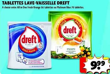 Promotions Tablettes lave-vaisselle dreft - Dreft - Valide de 18/06/2013 à 30/06/2013 chez Kruidvat
