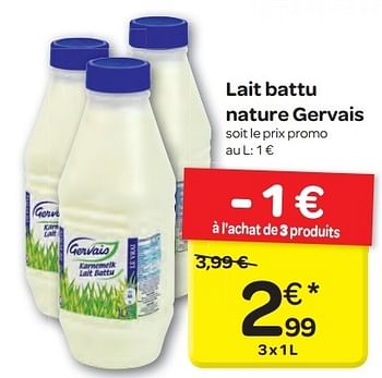 Promoties Lait battu nature gervais - Gervais - Geldig van 19/06/2013 tot 24/06/2013 bij Carrefour