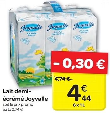 Promoties Lait demi écrémé joyvalle - Joyvalle - Geldig van 19/06/2013 tot 24/06/2013 bij Carrefour