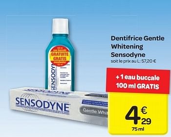 Promoties Dentifrice gentle whitening sensodyne - Sensodyne - Geldig van 19/06/2013 tot 24/06/2013 bij Carrefour