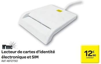 Promoties H`mc lecteur de cartes d`identité électronique et sim - H'mc - Geldig van 19/06/2013 tot 24/06/2013 bij Carrefour