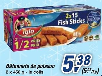 Promoties Bâtonnets de poisson - Iglo - Geldig van 19/06/2013 tot 29/06/2013 bij Makro