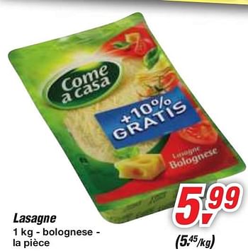 Promoties Lasagne - Come a Casa - Geldig van 19/06/2013 tot 29/06/2013 bij Makro