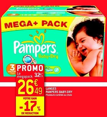 Promoties Langes pampers baby-dry - Pampers - Geldig van 19/06/2013 tot 25/06/2013 bij Match Food & More