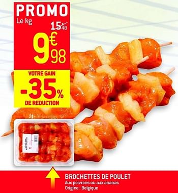 Promotions Brochettes de poulet - Produit maison - Match - Valide de 19/06/2013 à 25/06/2013 chez Match Food & More