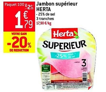 Promotions Jambon supérieur herta - Herta - Valide de 19/06/2013 à 25/06/2013 chez Match Food & More