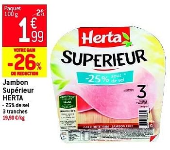 Promoties Jambon supérieur herta - Herta - Geldig van 19/06/2013 tot 25/06/2013 bij Match