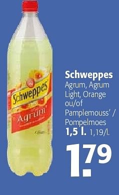 Promoties Schweppes agrum, agrum light, orange - Schweppes - Geldig van 19/06/2013 tot 02/07/2013 bij Alvo