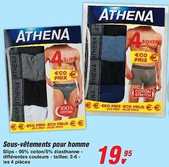 Promotions Sous-vêtements pour homme - Athena - Valide de 19/06/2013 à 29/06/2013 chez Makro