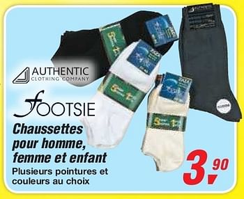 Promoties Chaussettes pour homme, femme et enfant - Authentic - Geldig van 19/06/2013 tot 29/06/2013 bij Makro