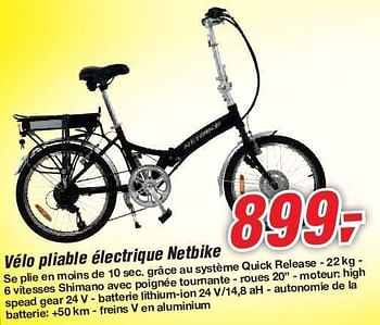 Promoties Vélo pliable électrique netbike - Netbike - Geldig van 19/06/2013 tot 29/06/2013 bij Makro