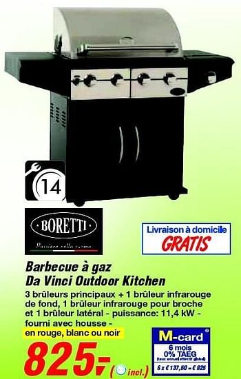 Promotions Barbecue à gaz da vinci outdoor kitchen - Boretti - Valide de 19/06/2013 à 29/06/2013 chez Makro