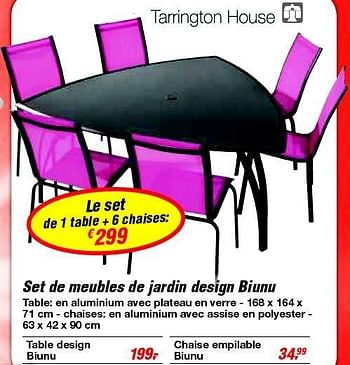 Promoties Set de meubles de jardin design biunu - Tarrington House - Geldig van 19/06/2013 tot 29/06/2013 bij Makro