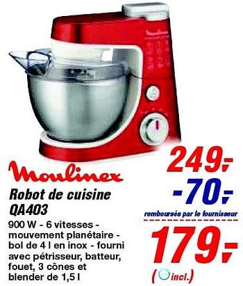 Promotions Moulinex robot de cuisine qa403 - Moulinex - Valide de 19/06/2013 à 29/06/2013 chez Makro