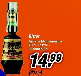 Promotions Bitter amaro montenegro - Amaro Montenegro - Valide de 19/06/2013 à 29/06/2013 chez Makro