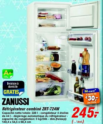 Promoties Zanussi réfrigérateur combiné zrt-724w - Zanussi - Geldig van 19/06/2013 tot 29/06/2013 bij Makro