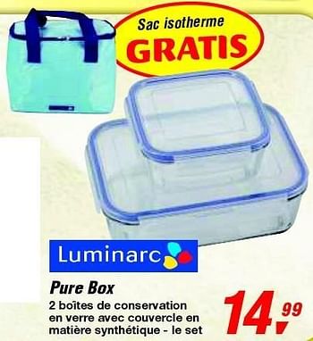 Promotions Pure box - Luminarc - Valide de 19/06/2013 à 29/06/2013 chez Makro