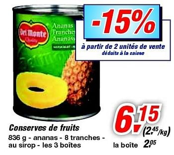Promotions Conserves de fruits - Del Monte - Valide de 19/06/2013 à 29/06/2013 chez Makro