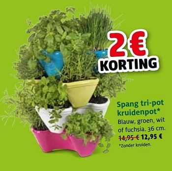 Promoties Spang tri-pot kruidenpot - Huismerk - Aveve - Geldig van 19/06/2013 tot 29/06/2013 bij Aveve