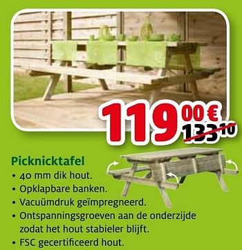 Promoties Picknicktafel - Huismerk - Aveve - Geldig van 19/06/2013 tot 29/06/2013 bij Aveve
