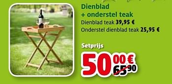 Promoties Dienblad + onderstel teak - Huismerk - Aveve - Geldig van 19/06/2013 tot 29/06/2013 bij Aveve