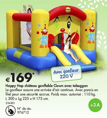 Promotions Happy hop château gonflable clown avec toboggan - Happy Hop - Valide de 20/06/2013 à 13/07/2013 chez Dreamland
