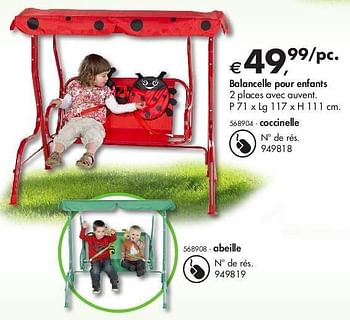 Promoties Balancelle pour enfants - Huismerk - Dreamland - Geldig van 20/06/2013 tot 13/07/2013 bij Dreamland