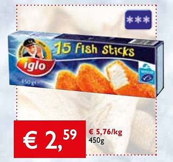 Promoties Fish sticks - Iglo - Geldig van 20/06/2013 tot 02/07/2013 bij Prima