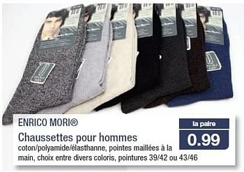Promoties Chaussettes pour hommes - Enrico Mori - Geldig van 22/06/2013 tot 25/06/2013 bij Aldi