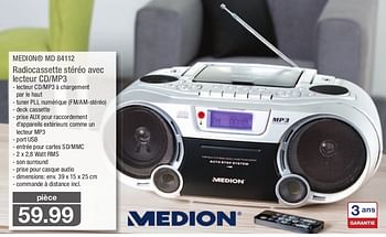 Promotions Medion md 84112 radiocassette stéréo avec lecteur cd-mp3 - Medion - Valide de 26/06/2013 à 29/06/2013 chez Aldi